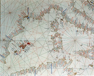 Atlas of Joan Martines, Messina, 1582. Portulan chart of western Mediterranean, with European coa?