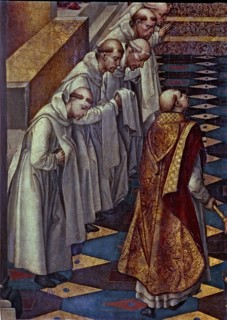 Appearance of the Virgin to a community', detail.