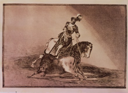 Bullfighting, series of etchings by Francisco de Goya. Plate 11: 'The Cid Campeador lancing anoth?