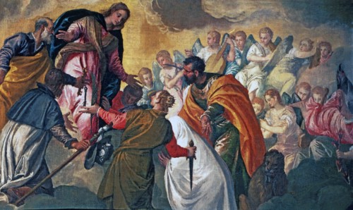 Battle of Lepanto', detail of the top of the canvas by Paolo Veronese.