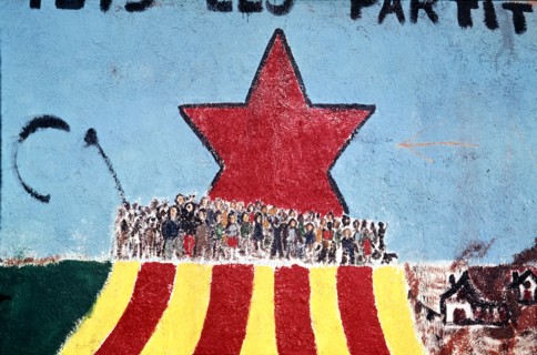 Mural of PSUC propaganda in the first democratic elections, after the Spanish civil war.