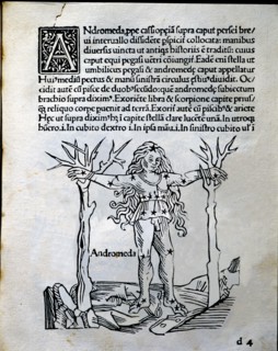 Andromeda, mithological interpretation of the constellations, engraving from 'Astronomicon', publ?