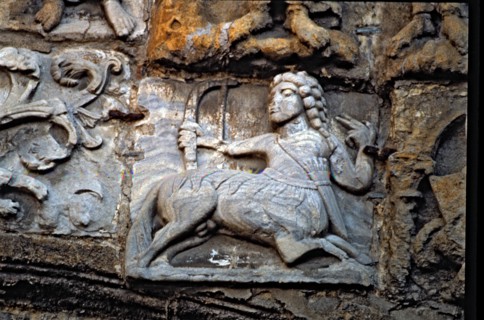 Santiago de Compostela Cathedral, façade of the Platerias: centaur (relief).