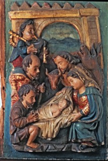 Adoration of the Shepherds. Detail of the predella of an altarpiece.