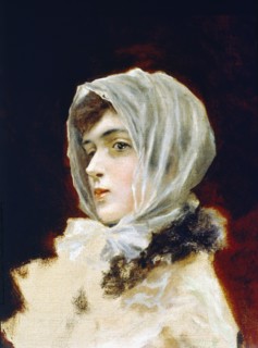 Portrait Of Lady', detail of the oil by de Romà Ribera.