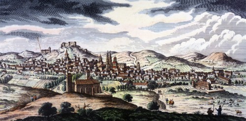 Overview of the city of Burgos, engraving.