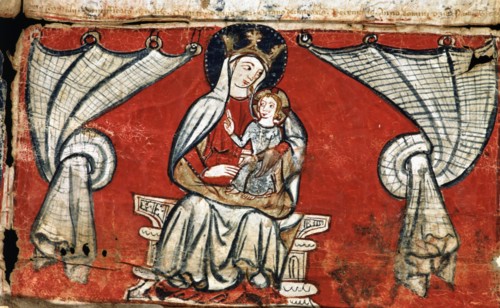 'Granting of indulgences to the Virgin of the Rodona of Vic', color illustration in a miniature ?