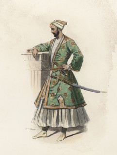 Mohammed Ibrahim, general of the King of Colconda, in the modern age, color engraving 1870.