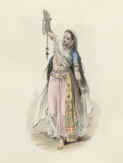 Hindustan woman in the modern age, color engraving 1870.