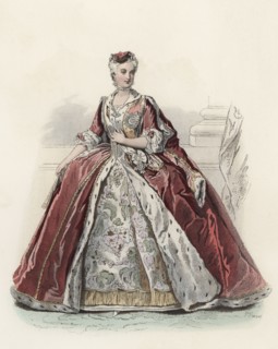María José, Queen of Poland, in the 18th century, color engraving 1870.