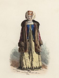 Woman from Kaluga (Russia) color engraving 1870.