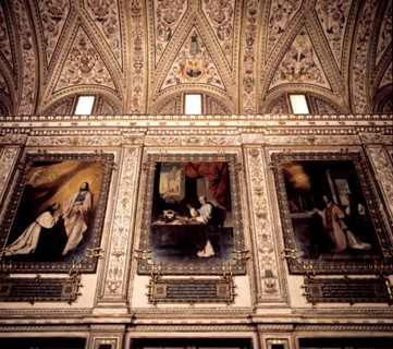 Sacristy of the Monastery of Guadalupe decorated with Paintings by Francisco de Zurbarán.
