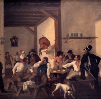 Interior of a bar, oil.