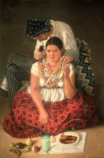 'The chinaco and the china' (The plebs), oil Painting by Jose Agustin Arrieta.