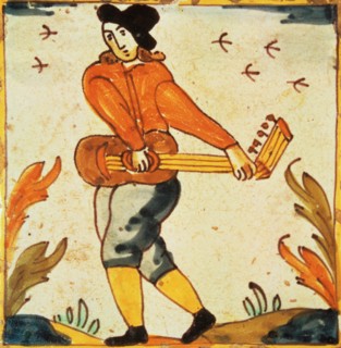 Tiles of the Palmita series, musician playing guitar.