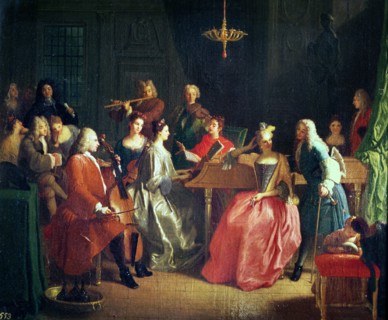 Musical Evening, oil on canvas by Miguel Angel Houasse.
