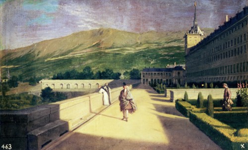 'The Garden of the monks in the Monastery of San Lorenzo del Escorial', oil on canvas by Miguel ?