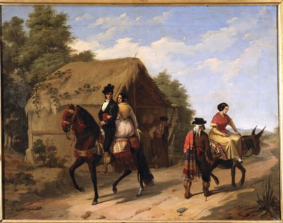 'Andalusian scene', oil on canvas by Joaquin Dominguez Becquer.