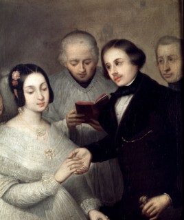 The romantic wedding', oil on canvas.