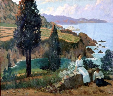 'Sunset' oil by Joan Llimona.