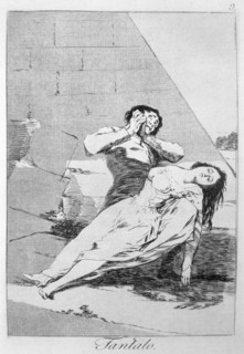 Los Caprichos, series of etchings by Francisco de Goya (1746-1828), plate 9: 'Tántalo' (Tantalus)?