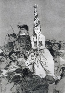 Los Caprichos, series of etchings by Francisco de Goya (1746-1828), plate 24: 'No hubo remedio' (?