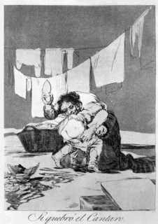 Los Caprichos, series of etchings by Francisco de Goya (1746-1828), plate 25: 'Si quebró el cánta?