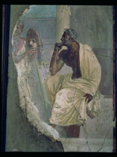 Actor and mask, fresco from the house of the Tragic Poet at Pompeii.