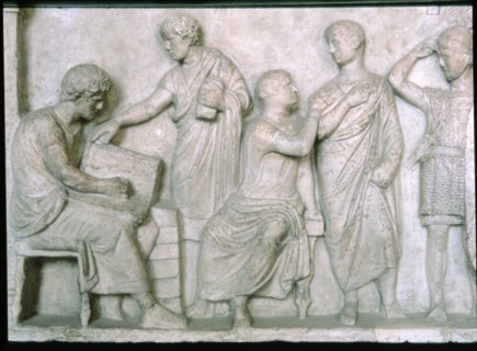 Scene of a census, relief on the altar of Domitius Aenobarbus.