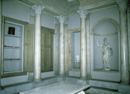 Reconstruction of the library of a noble Roman house.