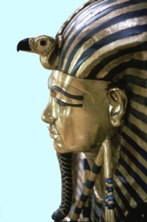 First sarcophagus of Tutankhamun, detail, made of solid gold encrusted with precious stones, foun?