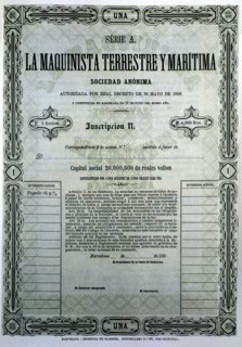 Reproduction of a share of the company Maquinista Terrestre y Marítima, S.A., from Barcelona, fir?