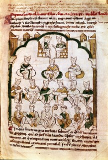7th century, 7th Council of Toledo, summoned by King Chindasvinto, miniature in 'Primacy of the C?