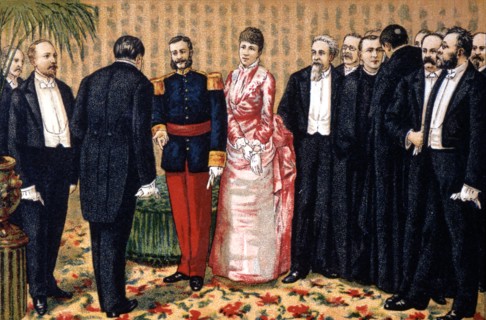 Catalan Commission giving the King Alphonse XII the Memorial of Insults to Catalonia. March 17, 1?