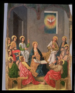 'Pentecost', oil on panel, altarpiece of the Fernando Gallego workshop.