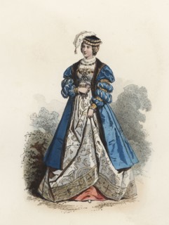 Polish Princess, in the modern age, color engraving 1870.