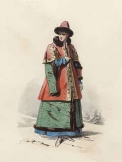 Daughter of Boyar Great Duke of Moscow in the Modern Age, color engraving 1870.