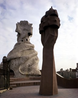 View of one of the chimneys crowning La Pedrera or Mila House, by Antoni Gaudí i Cornet (1852 - 1?