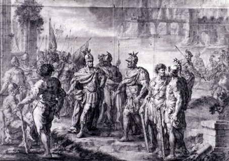 The Visigothic King Suintila (d. 634 d.C.) expels the Byzantines from the Peninsula, engraving fr?