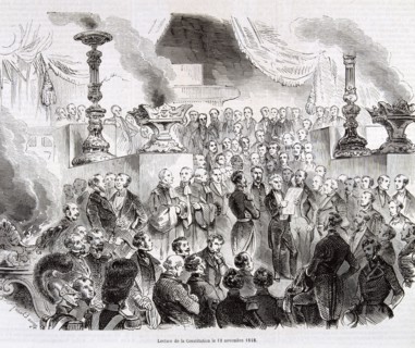 Reading of the Constitution, November 12, 1848, Napoleon Bonaparte Republic, engraving in 'L'Illu?