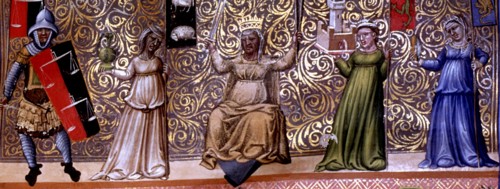 Detail of the Justice, miniature in 'Codex Justinian Institutiones Feudorum et Alia', illuminated?