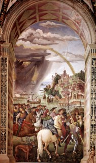Enea Silvio Piccolomini (Pope Pius II) going to the Council of Basel.