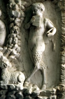 God Pan as a child playing the flute, fragment of the relief in Amalthea fountain.