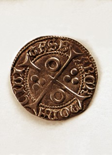 Reverse of a coin of one-cruzado in silver, from the reign of Ferdinand I of Antequera (1412-1416?
