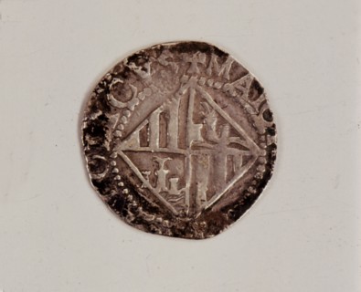 Reverse of a one-real coin in silver, during the reign of Philip III, found in Majorca.