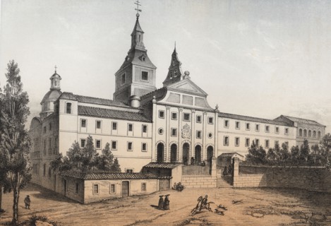 Old Convent and Church of the Augustinian Recollects, built in 1592, engraving 1870.