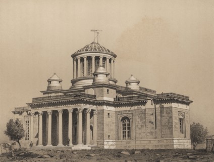 National Astronomical Observatory of Spain, built in 1790 by order of Charles III, engraving 1870.