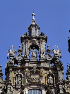 Detail of the façade of the Obradoiro in the Cathedral of Santiago de Compostela, by Fernando Cas?