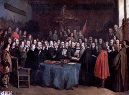 Treaty of Münster (1648), Preliminary of the Peace of Westphalia, which ended the Thirty Years War.