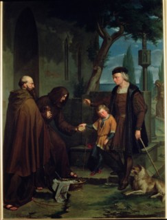 Christopher Columbus with his son at the Monastery of La Rabida, 1858.